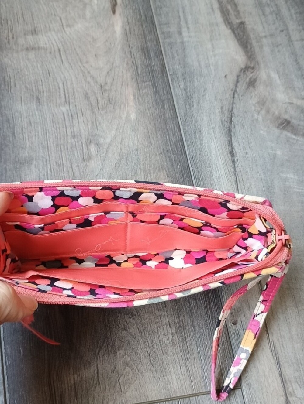 Vera Bradley Pink, Yellow and White Quilted Floral Wristlet - Picture 8 of 10